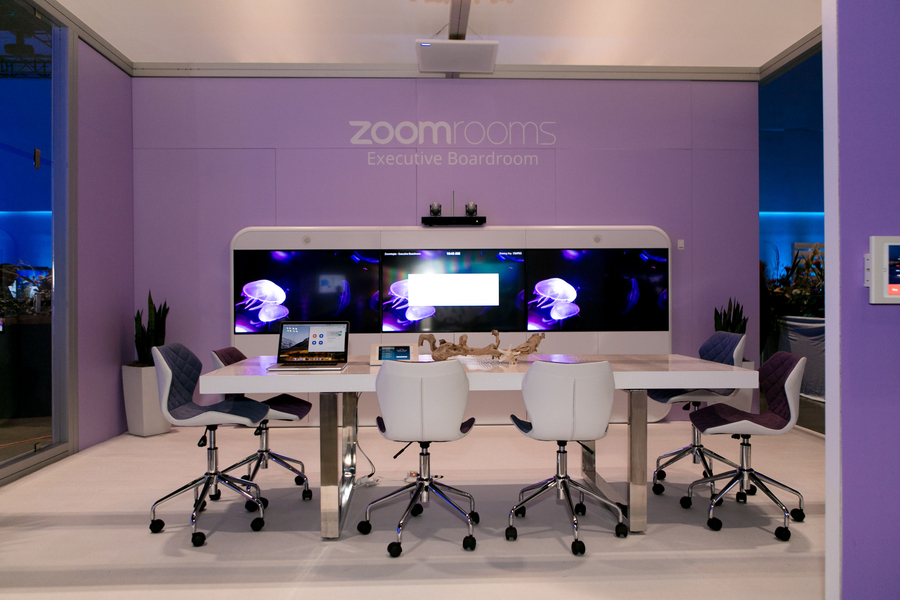 A Zoom Room with a large display.